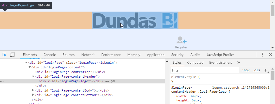 Dundas BI login logo selected