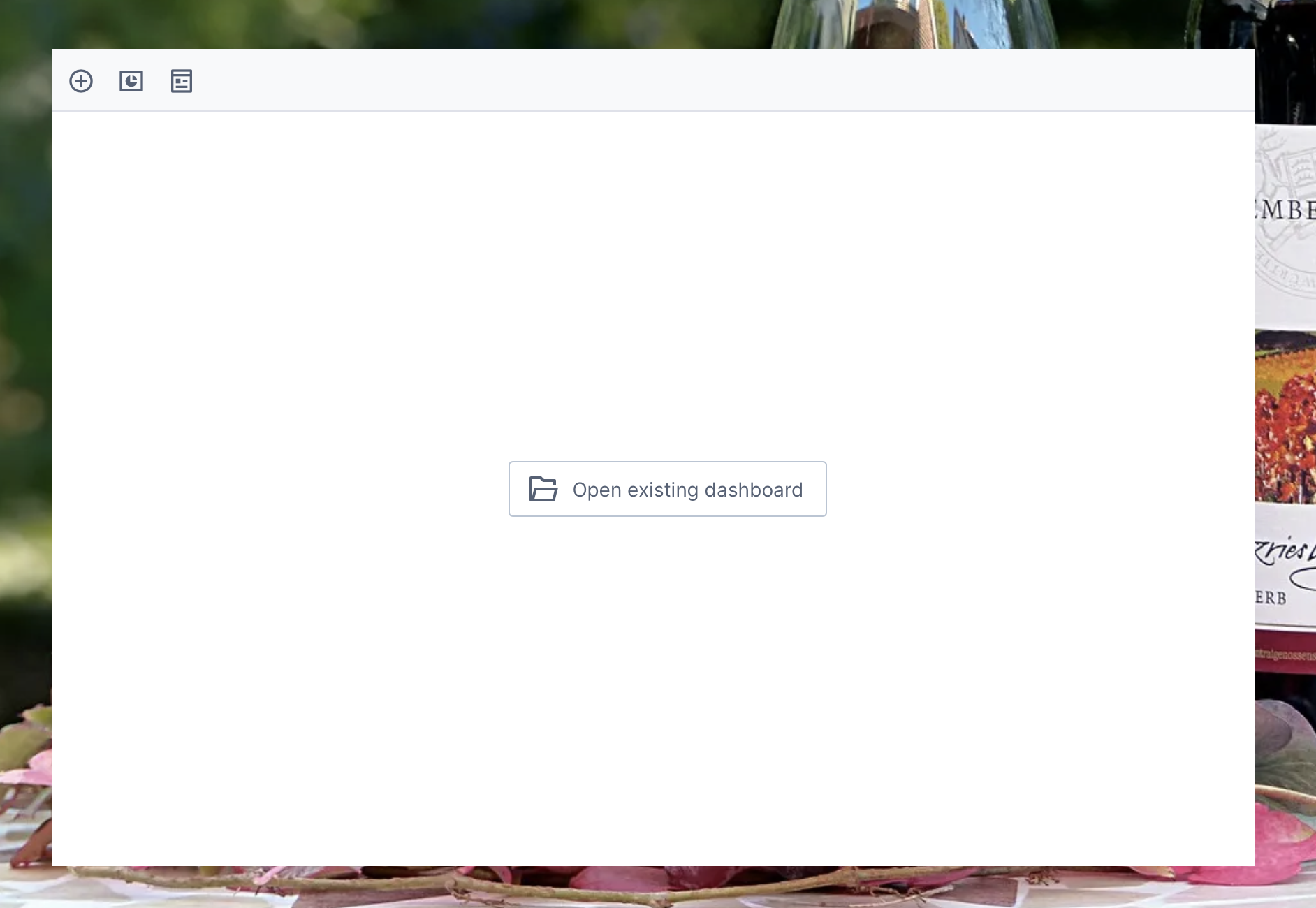 A blank ad hoc dashboard editor
