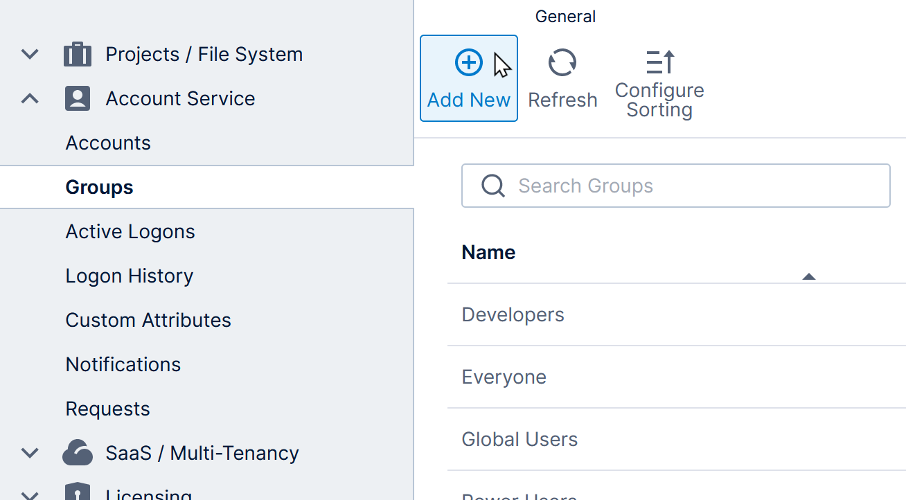 Click Add New on the Groups page