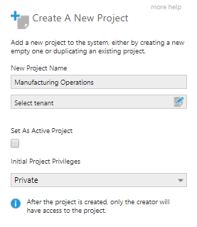 Select tenant when creating a project