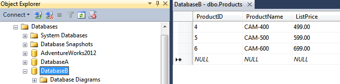 SQL Server database for the second tenant