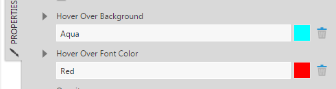 Hover over background and color properties