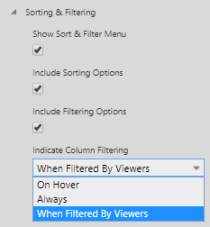 Indicate column filtering