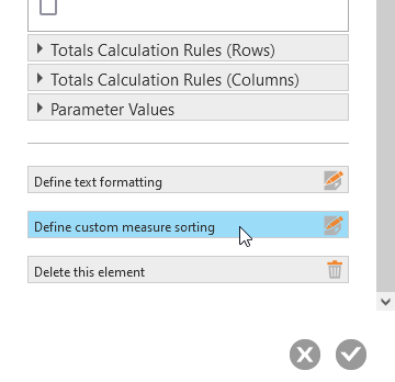 Configure element dialog