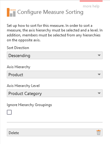 Configure Measure Sorting dialog
