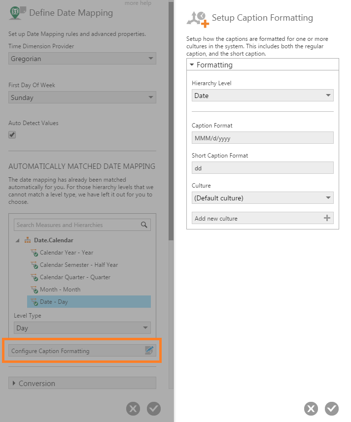 Configure caption formatting