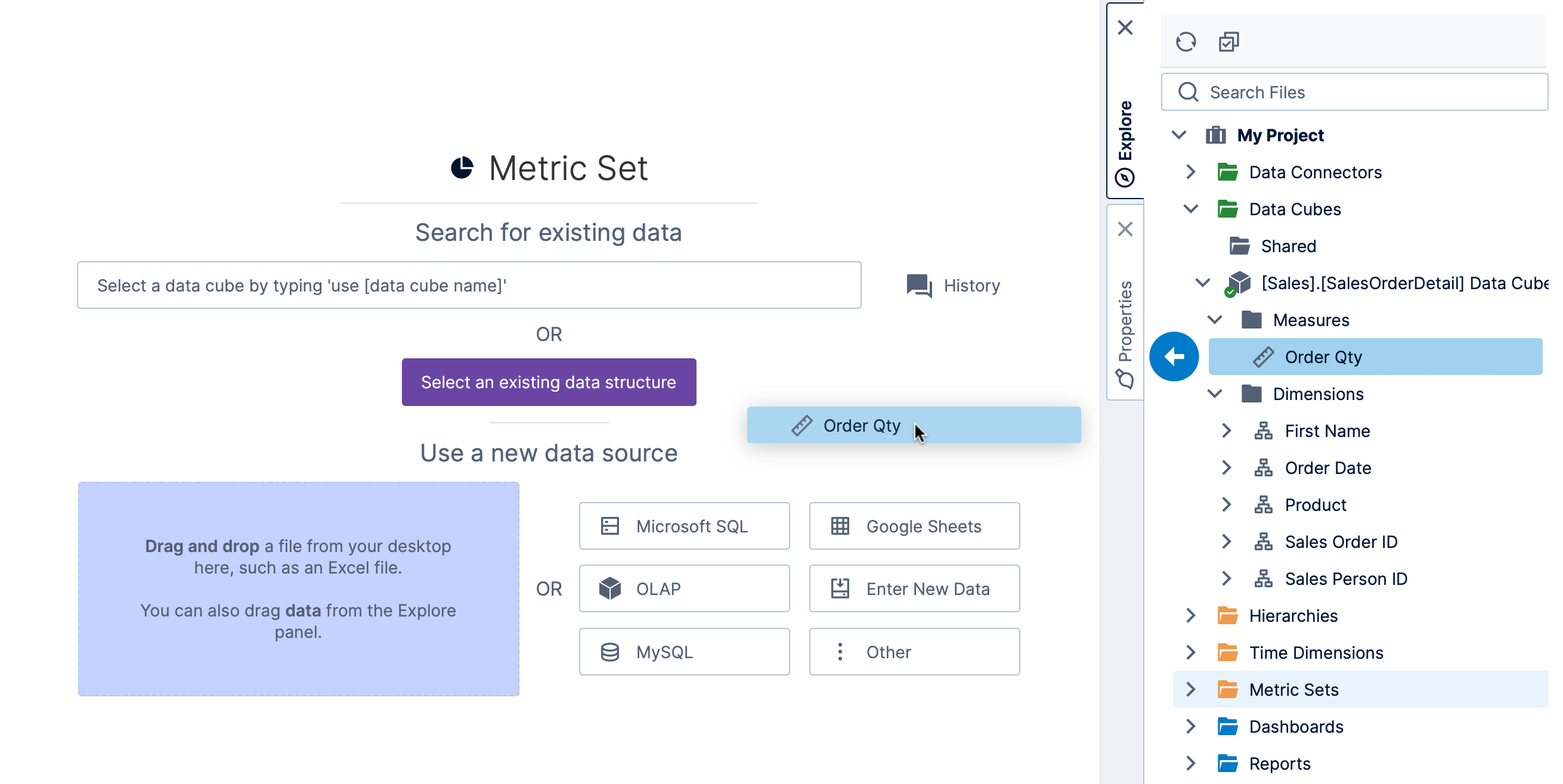 Drag measure to canvas