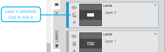 Click the 'lock' icon to lock or unlock a layer