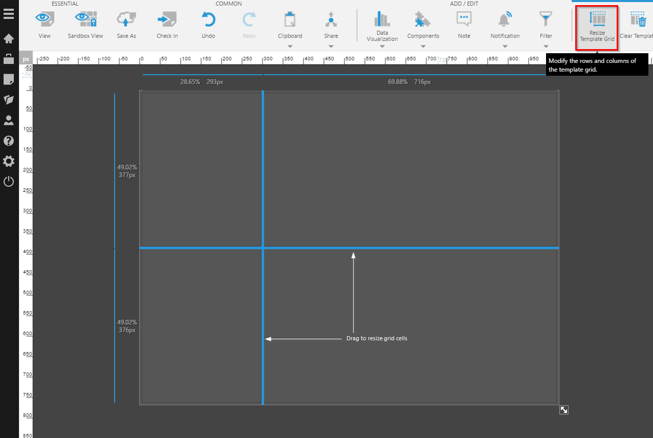 Resizing the template grid