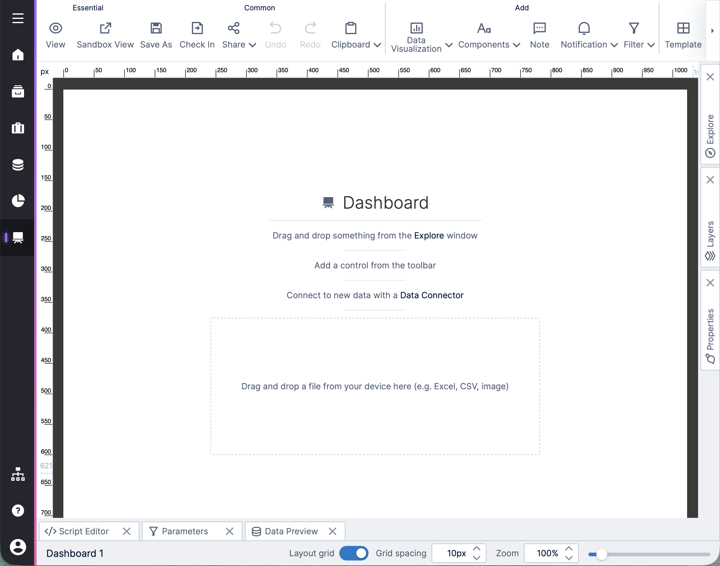 Dashboard Designer screen