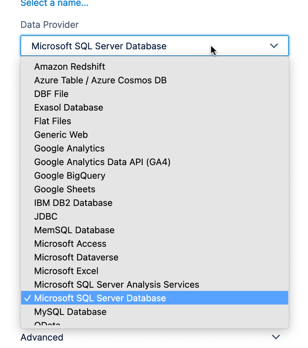 Data provider choices