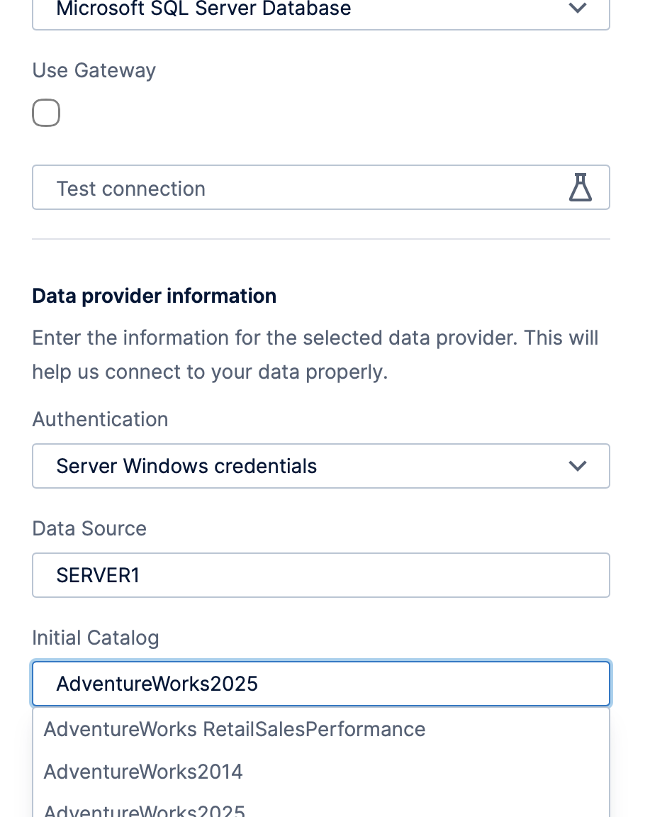Settings for SQL Server