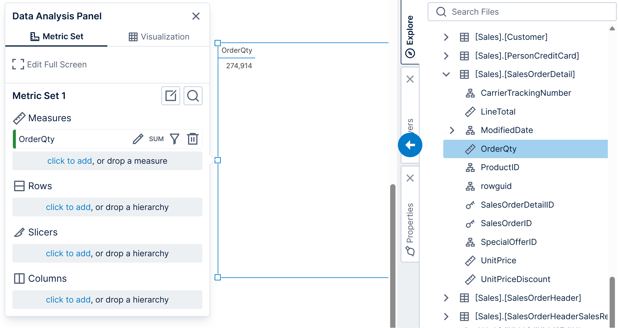 Drag measure to canvas