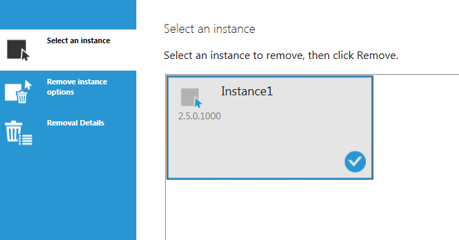 Select an instance to remove