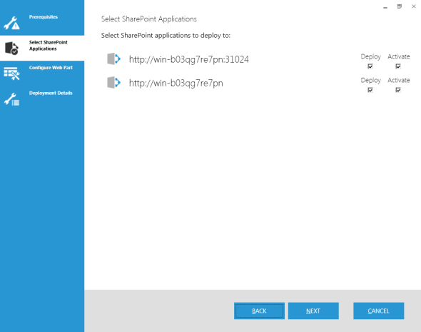 Select SharePoint Applications