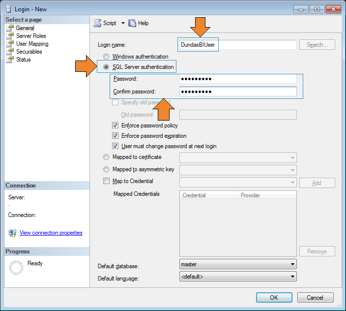 Create SQL Server authentication login