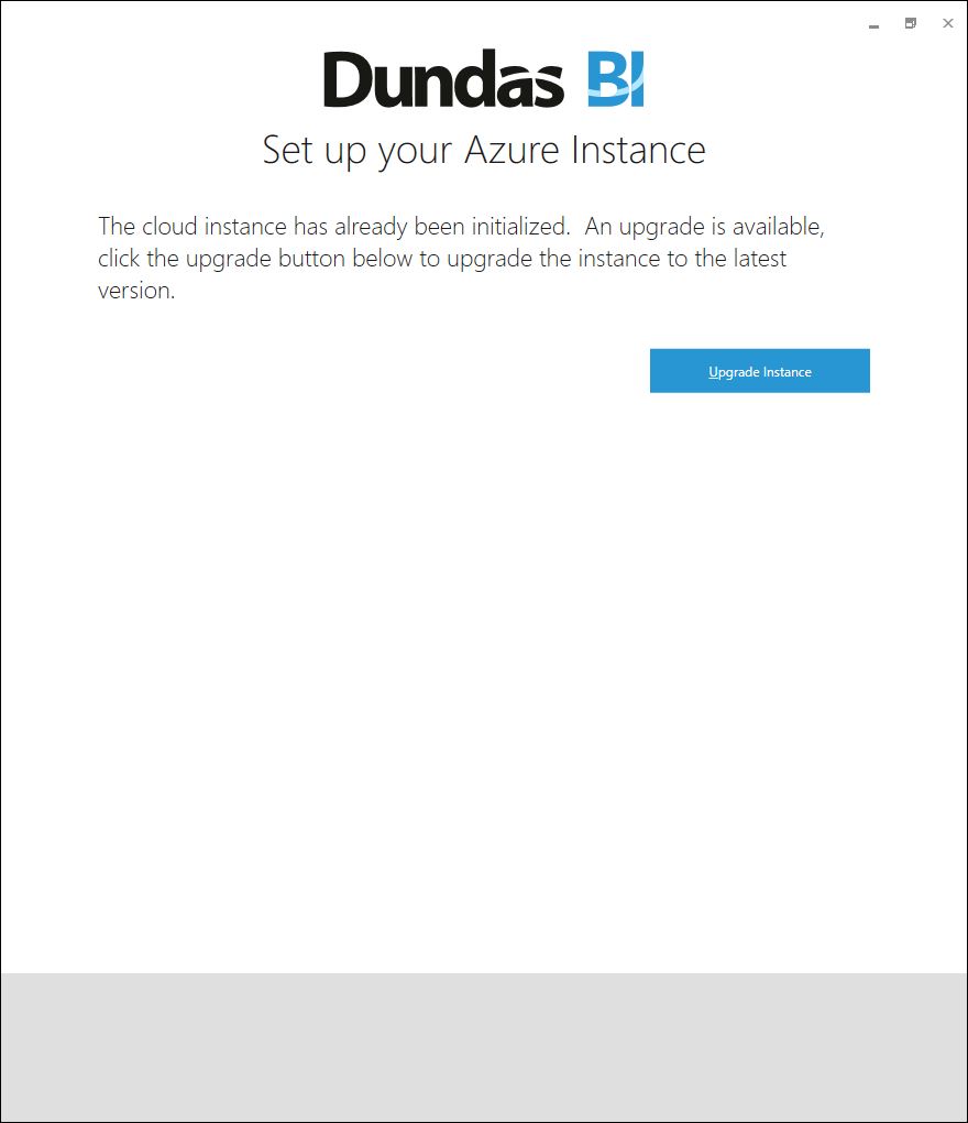 Dundas BI Azure upgrade screen