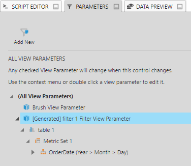 Generated view parameter