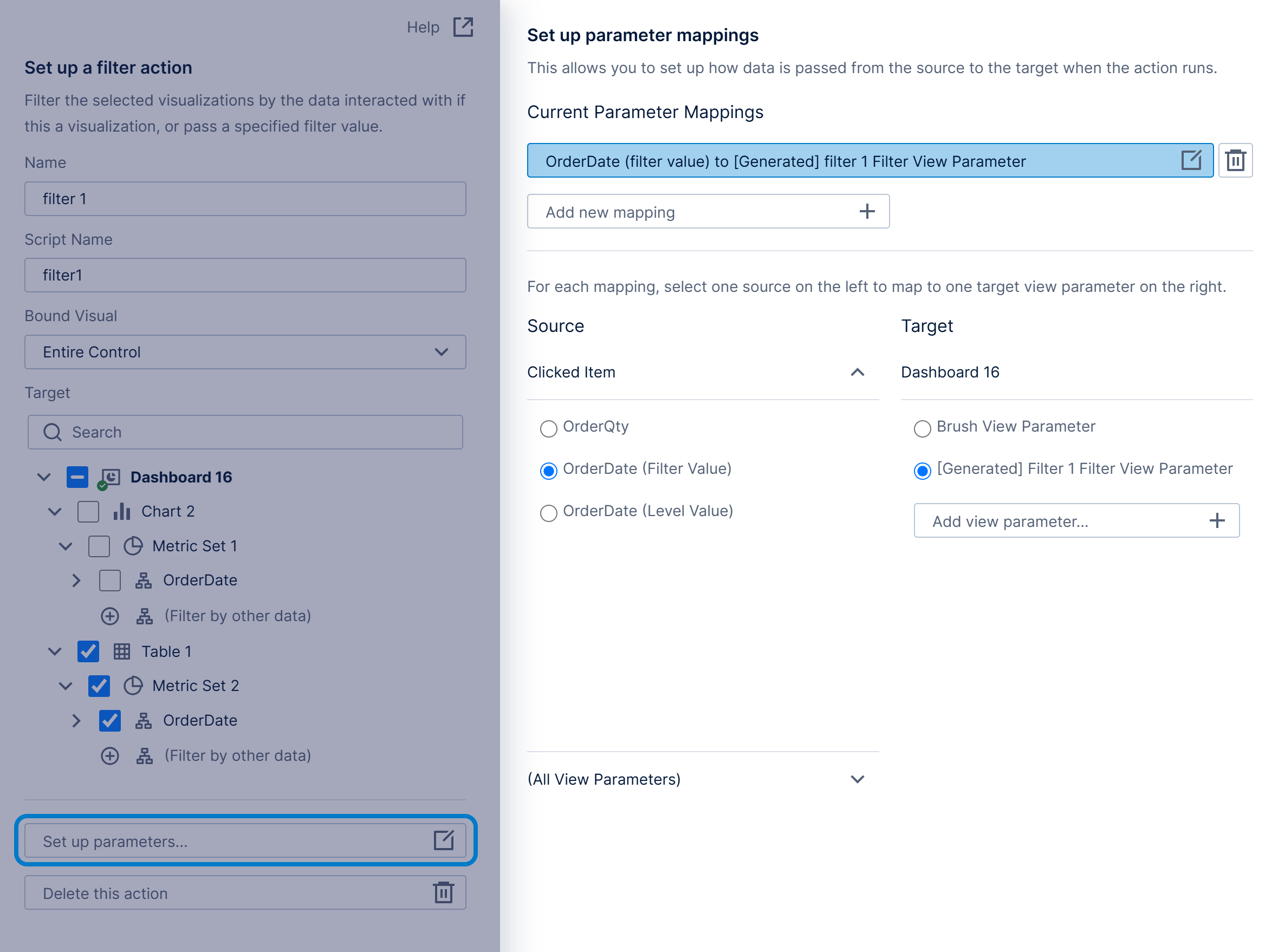 Confirm or edit the parameter mappings