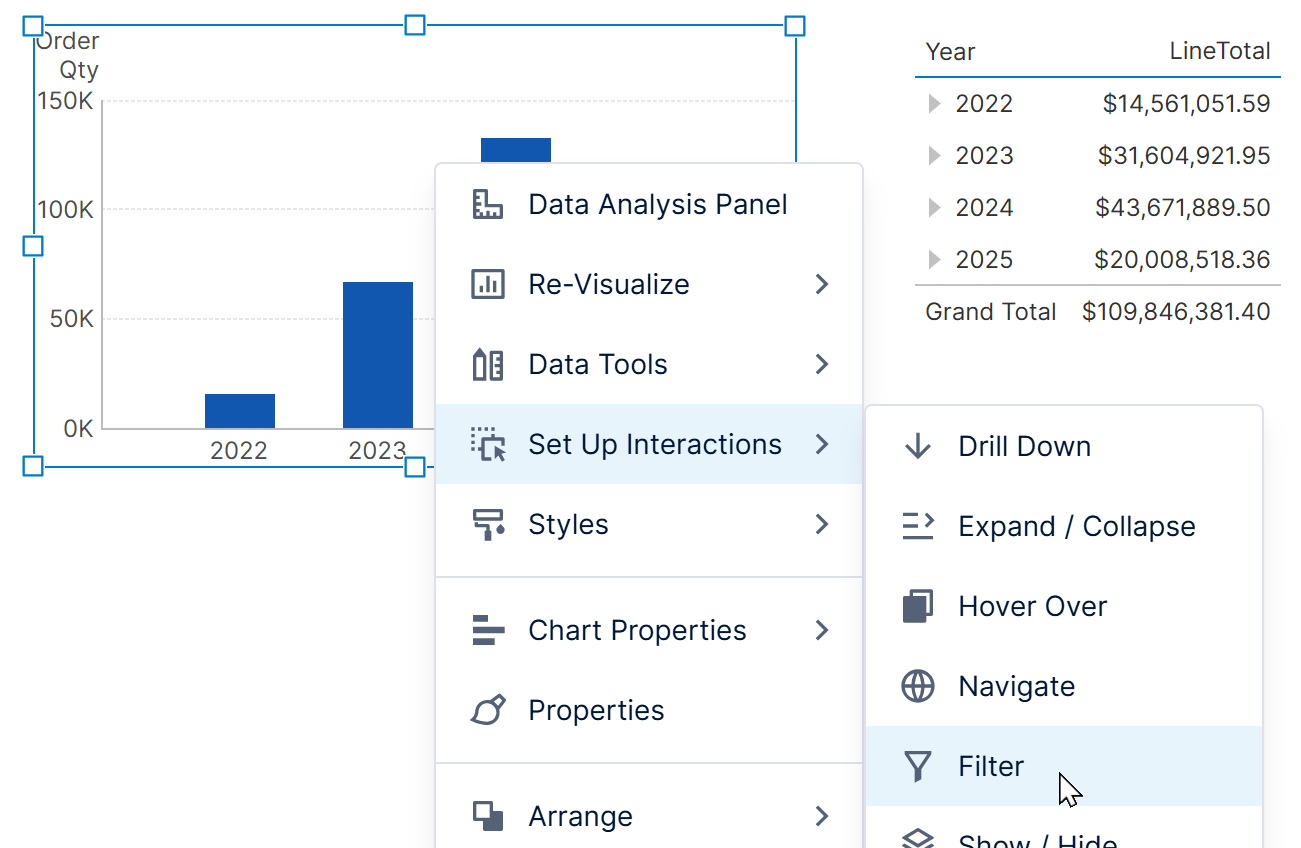 Click Set Up Interactions > Filter