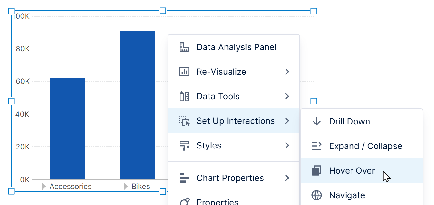 Set up a hover over interaction