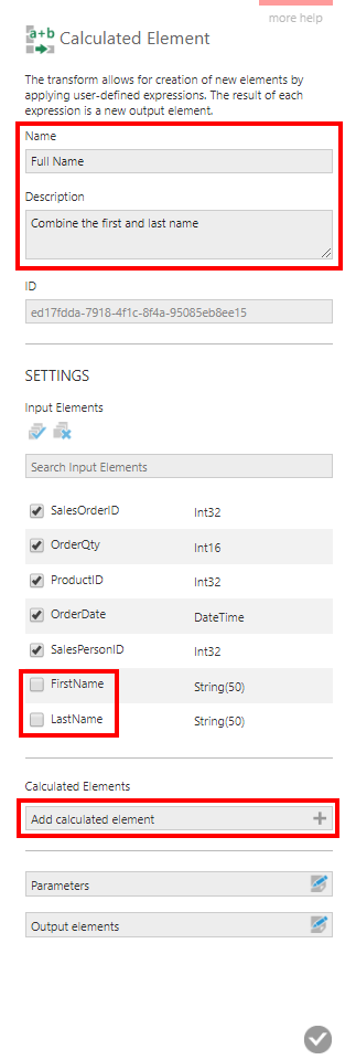 Configure the Calculated Element transform