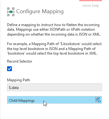 A record selector mapping contains its own child mappings