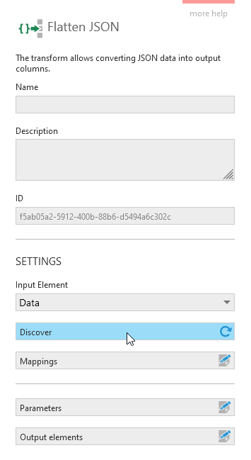 Transform configuration dialog