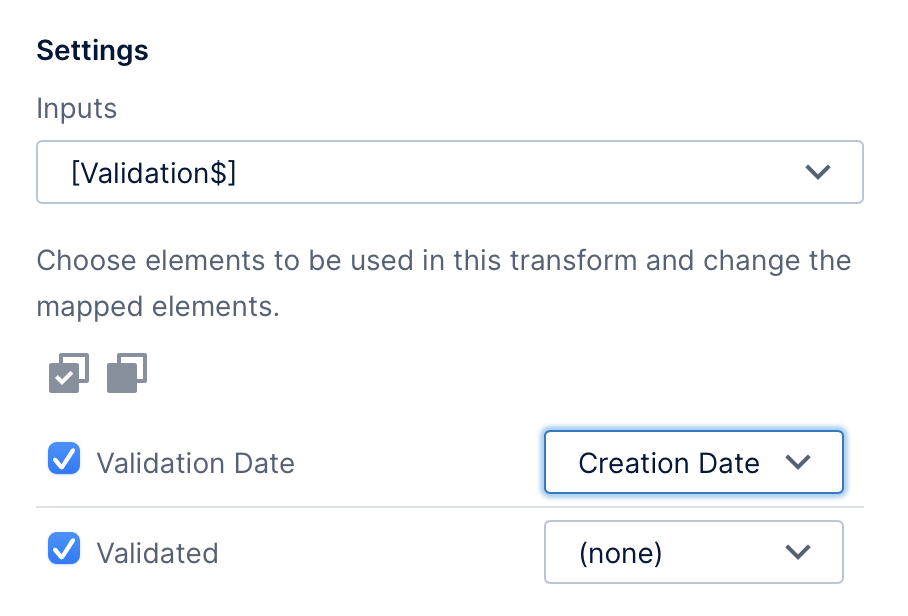 Mapping a second input element