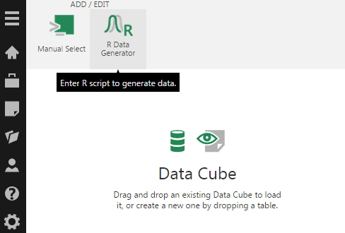 Add the R Data Generator transform from the toolbar