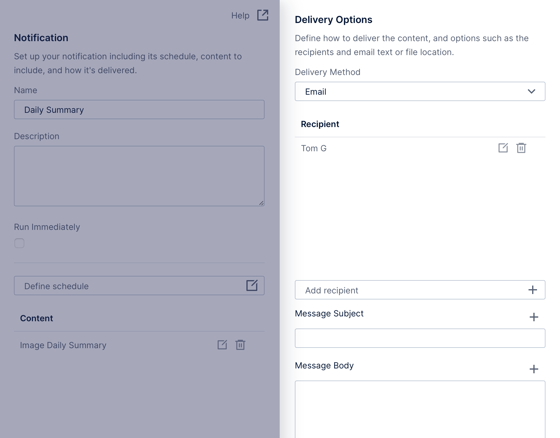 Delivering notification as an email message