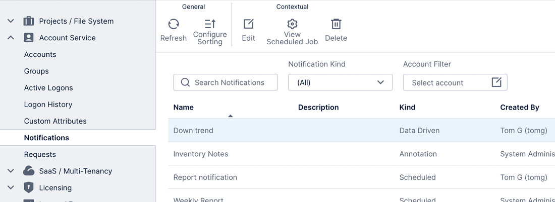 Managing notifications as an administrator