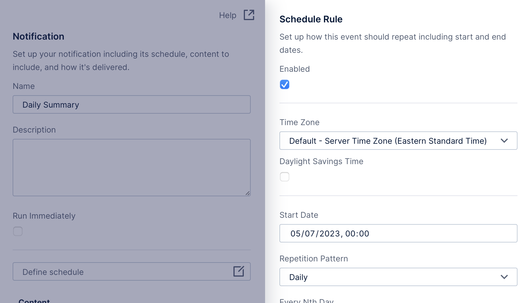 Enable or disable a schedule