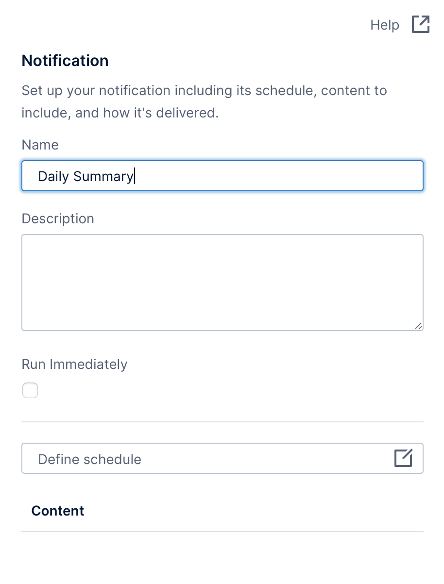 Scheduled notification setup