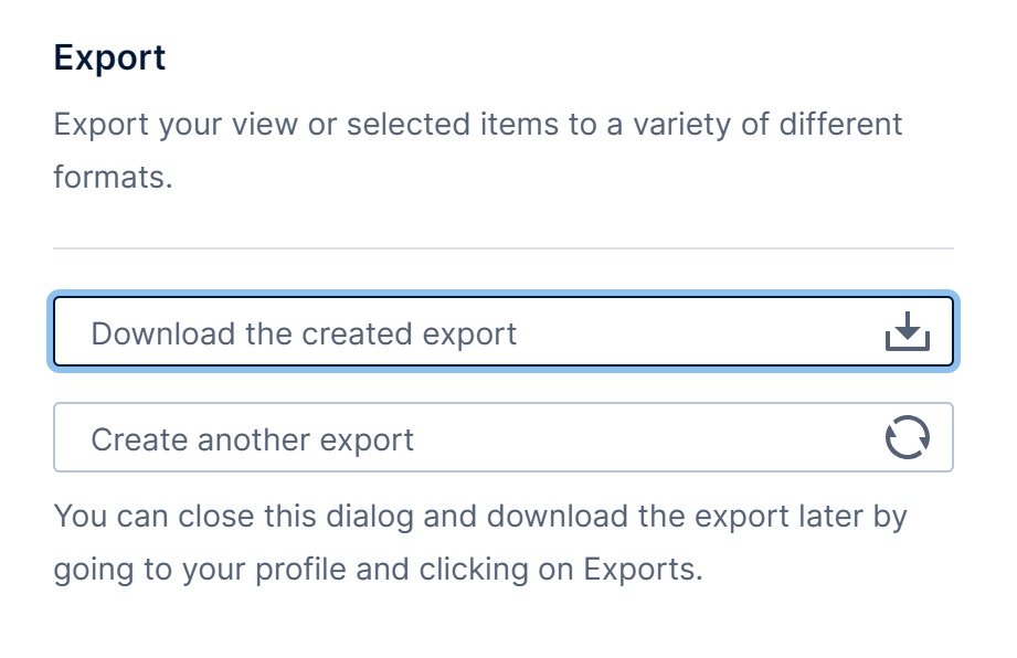 Download the export file when ready