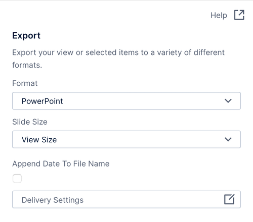 Export a dashboard to PowerPoint format