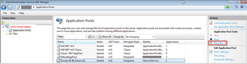 Recycle the Application Pool.
