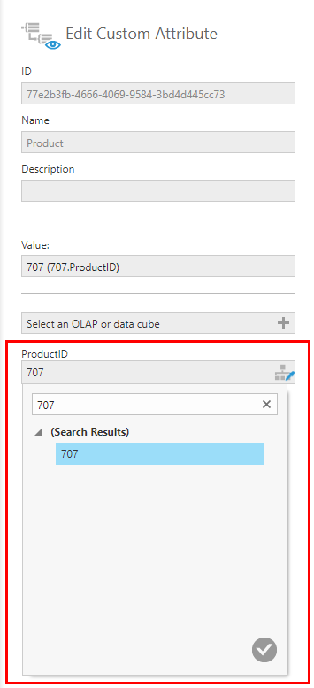 Set the custom attribute value to 707.ProductID