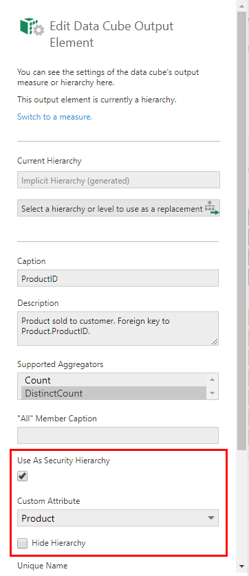 Set up the security hierarchy and its custom attribute