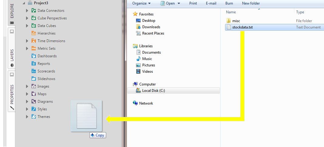 Drag a flat file from Windows Explorer