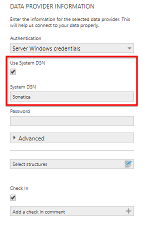 Connect using an existing system DSN