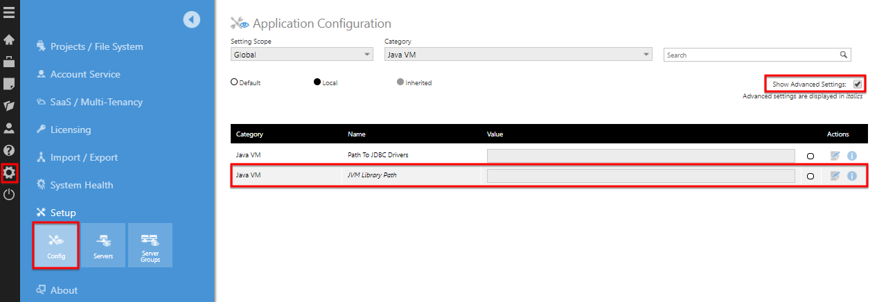Indicate the path to libraries that are used by the JDBC drivers