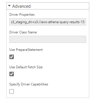 Provide driver properties that cannot be included in the URL