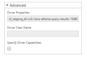 Provide driver properties that cannot be included in the URL