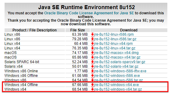 Download and install the 64-bit version of Java SE Runtime Environment version 8 or above
