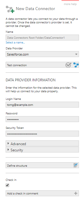 Create a new data connector for Salesforce provider