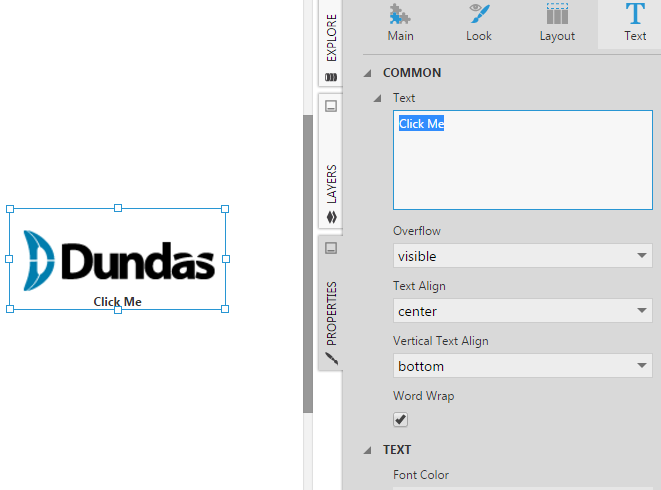 Button text properties