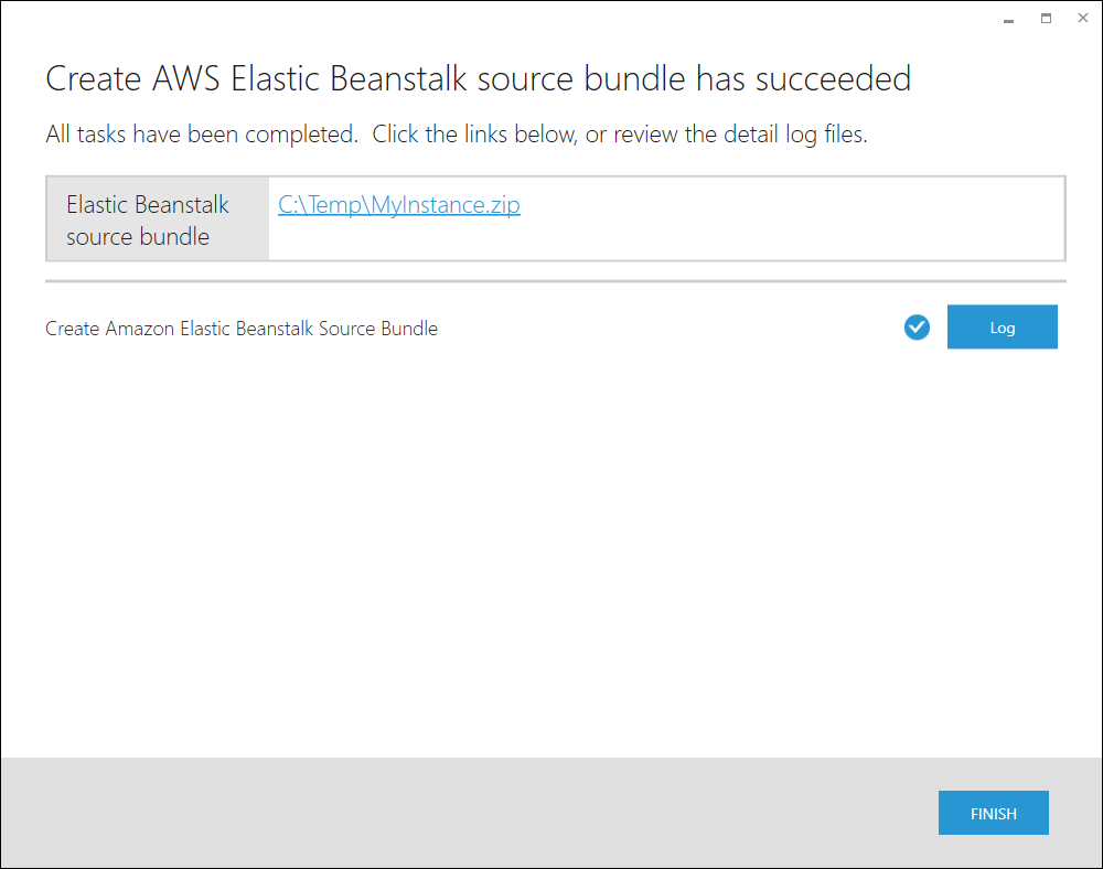 Creating the source bundle is complete
