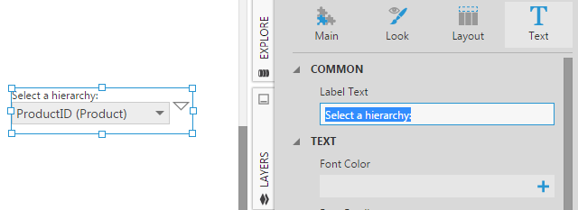 Set the label text for the filter