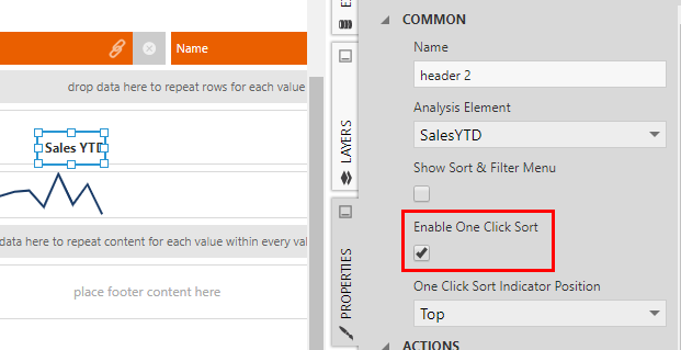 Enable One Click Sort